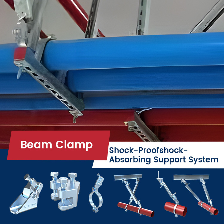 shock proof beam clamp support system