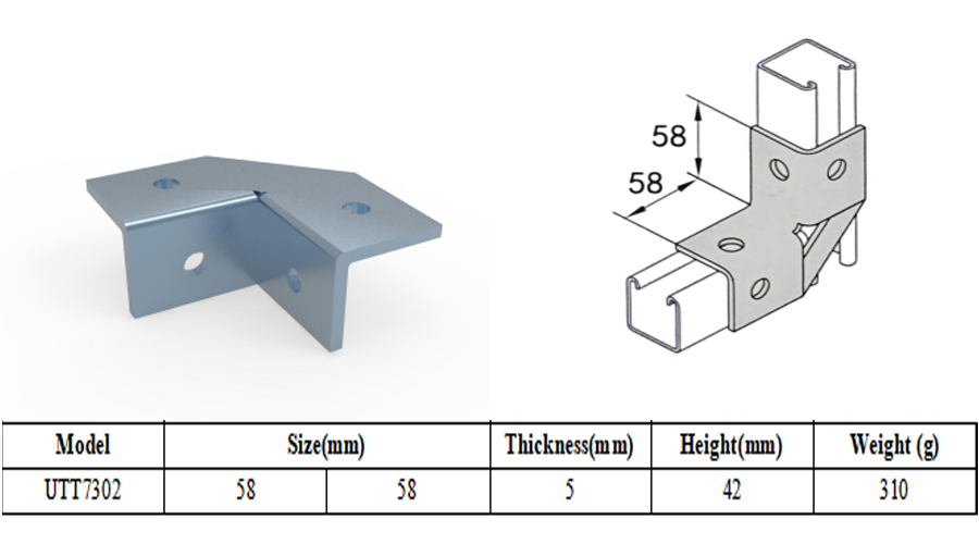 4-Hole Strut Connector Dimensions