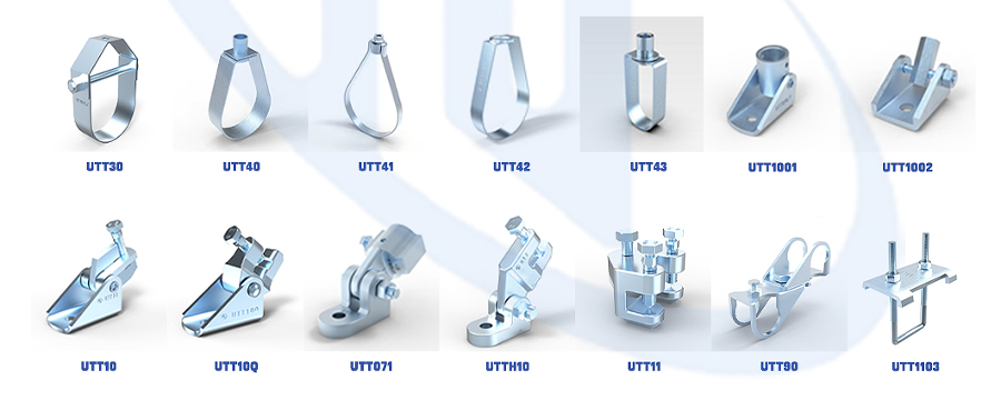 Various fasteners and nuts for seismic bracing systems